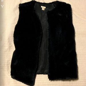 J. Crew Faux Fur Black Vest